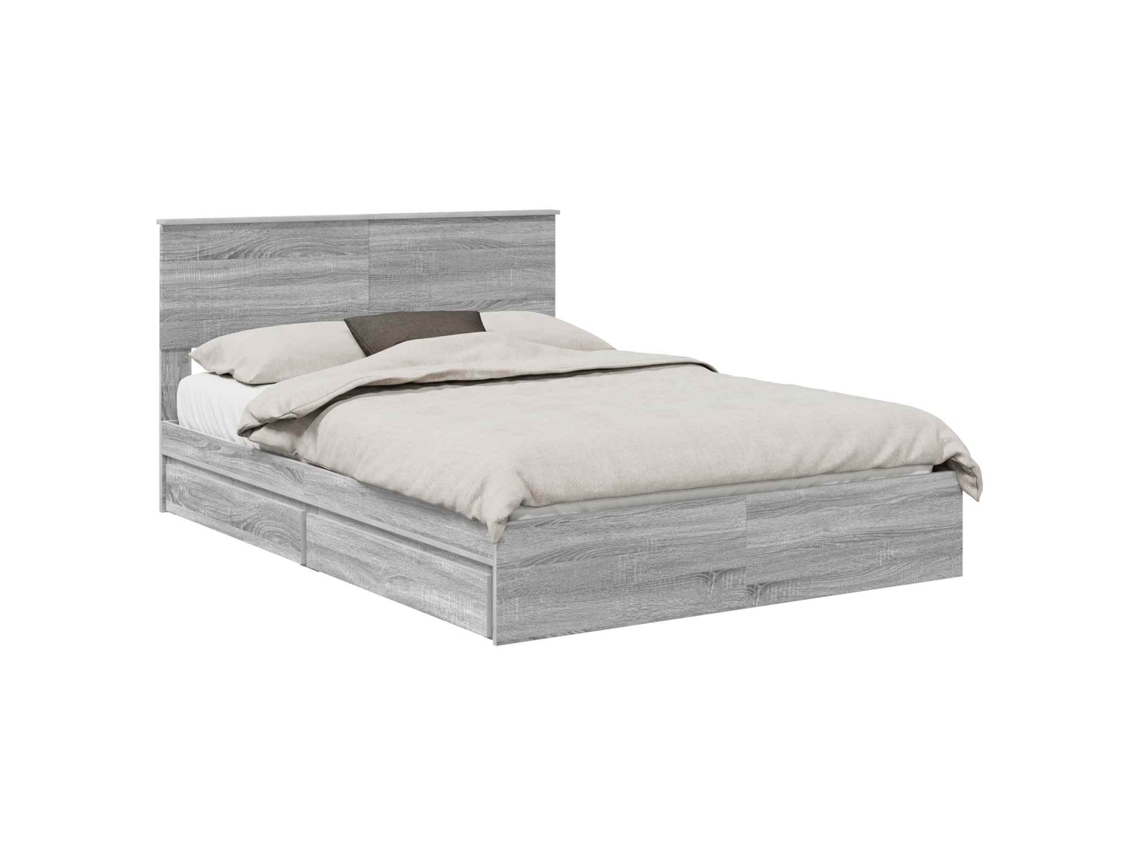 Cama com Armazenamento com Cabeceira Cinza Sonoma 140x200 cm MAISON EXCLUSIVE