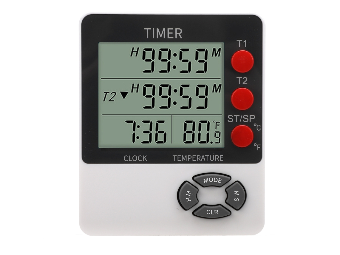 Timer Led Grande Com Medição De Temperatura Para Cozinha