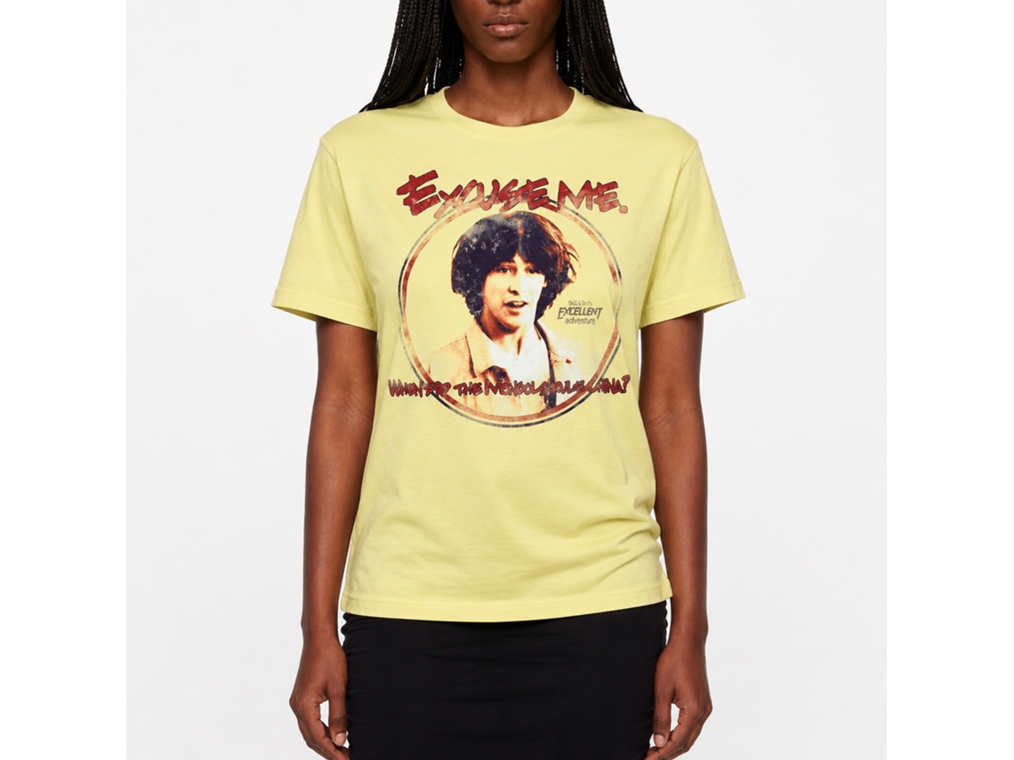 Rockinstone Bill And Ted Excuse Me Heather Yellow Adult T-shirt Size:l