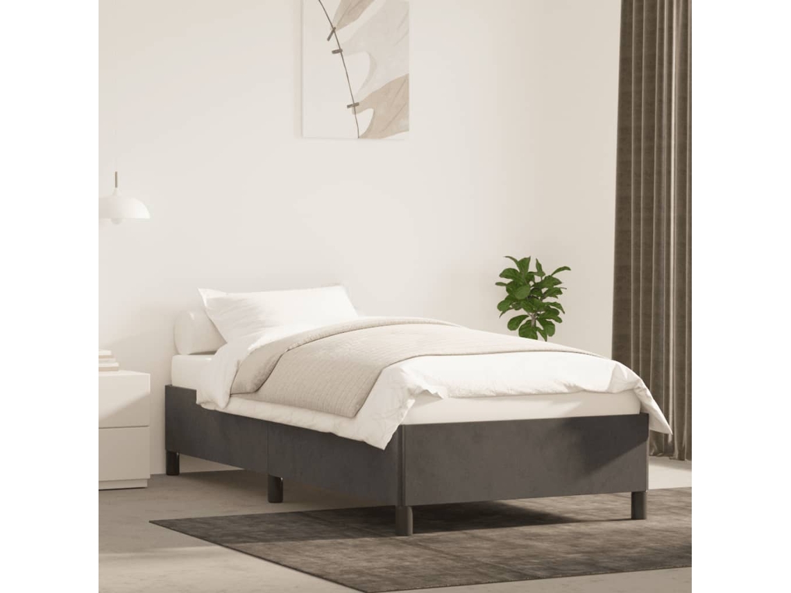 Vidaxl Estrutura de Cama Sem Colchão 100x200 Cm Veludo Cinzento escuro