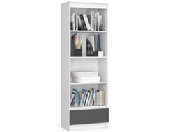 Estante Alta 1 Gaveta 4 Prateleiras Bicolor Branco/cinza 60x180x35 Cm