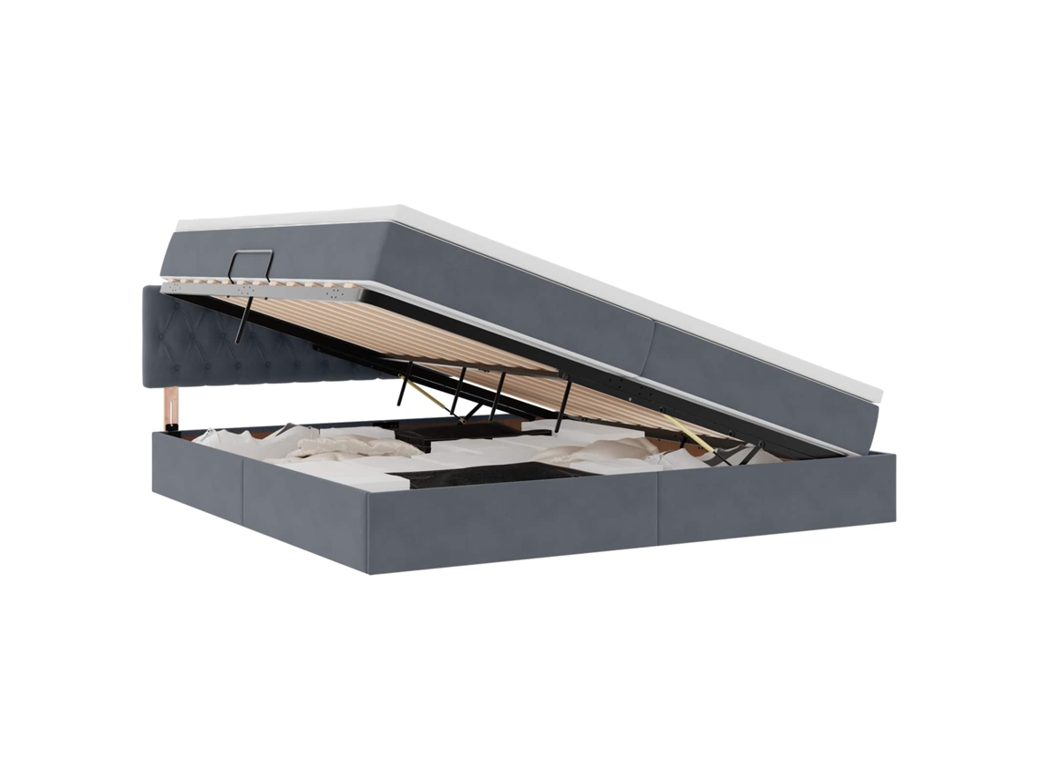 SYFAX™ Cama de Armazenamento Led com Colchão Cinzento escuro