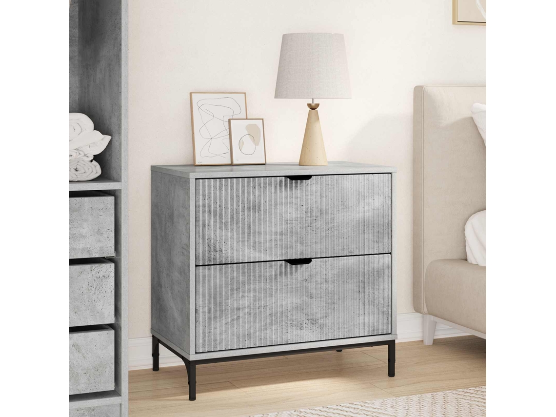 Vidaxl Mesa-de-cabeceira Cinzento Cimento 63.5 X 36 X 61 Cm