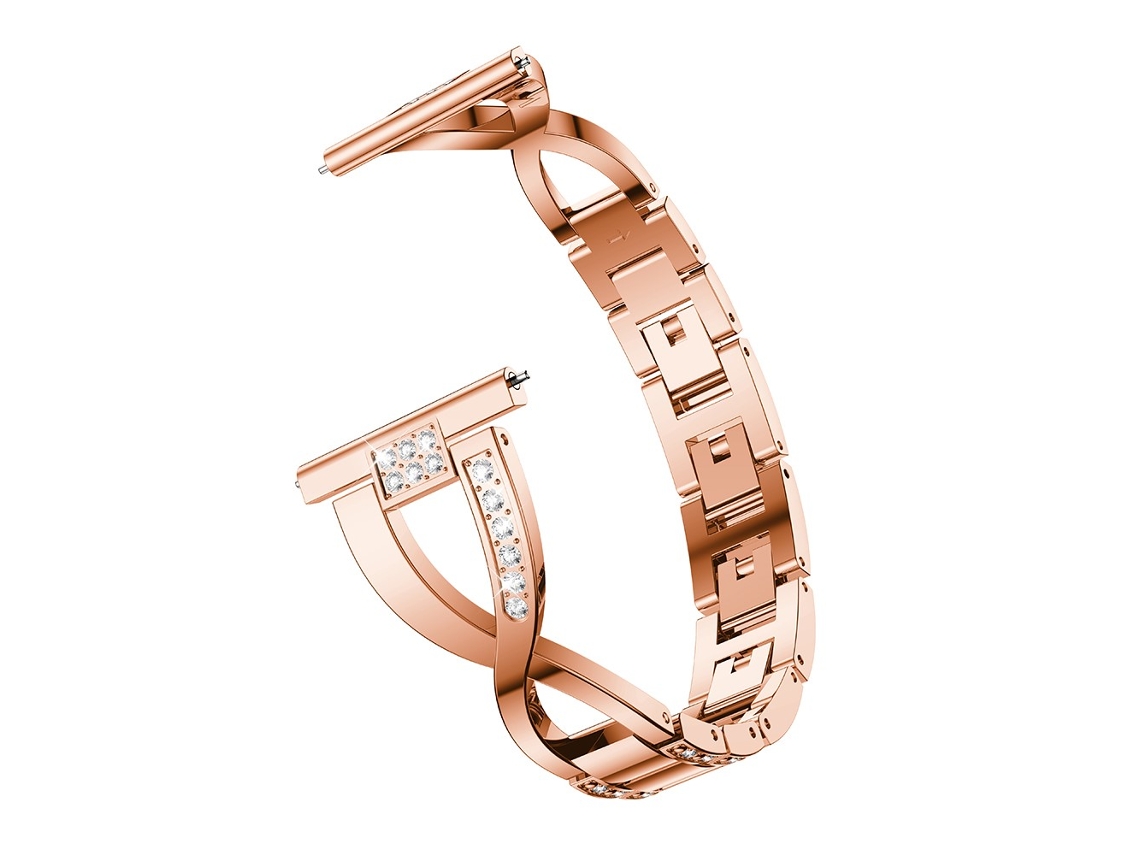 Bracelete de Metal 20Mm Decoração de Strass em Forma de X para Amazfit Gts Ouro Rosa