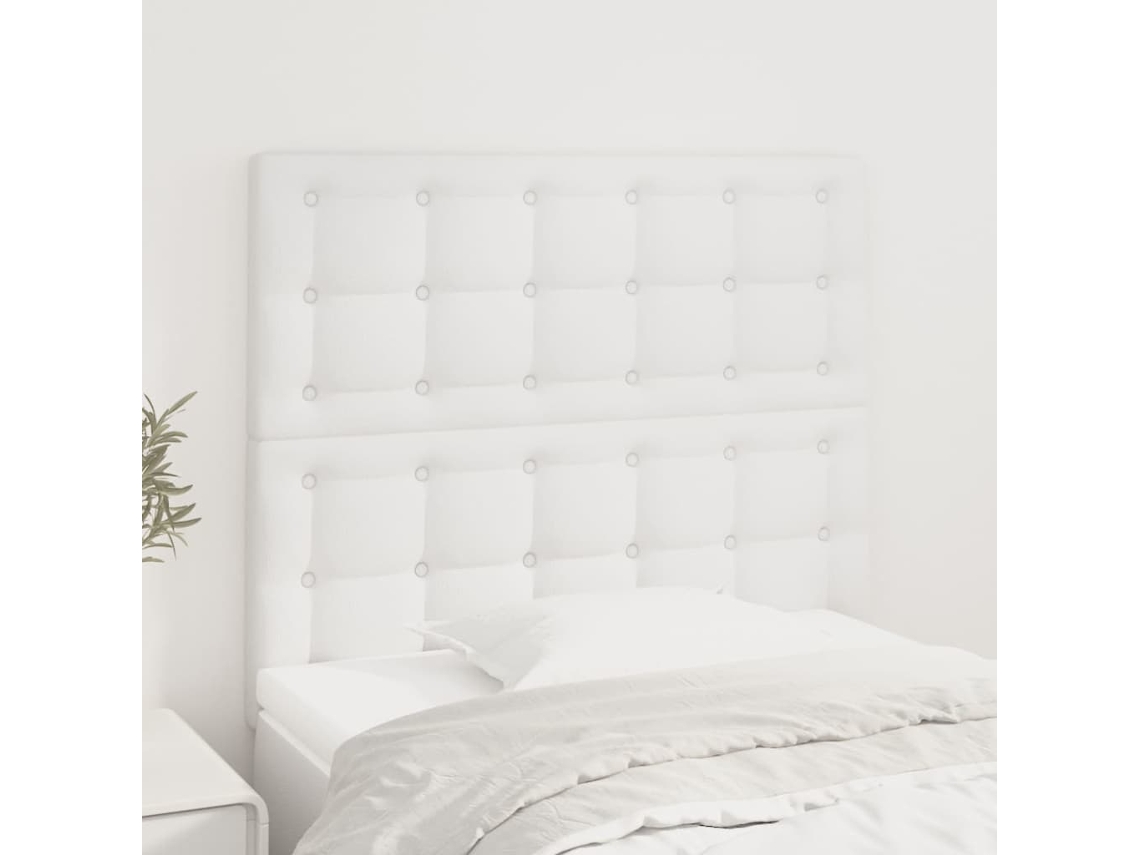 Cabecero de 2 piezas de piel sintética, 100 x 5 x 78/88 cm, color blanco