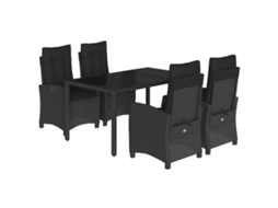 Conjunto de 5 Jantar para Jardim com Almofadões Vime Pe Preto MAISON EXCLUSIVE
