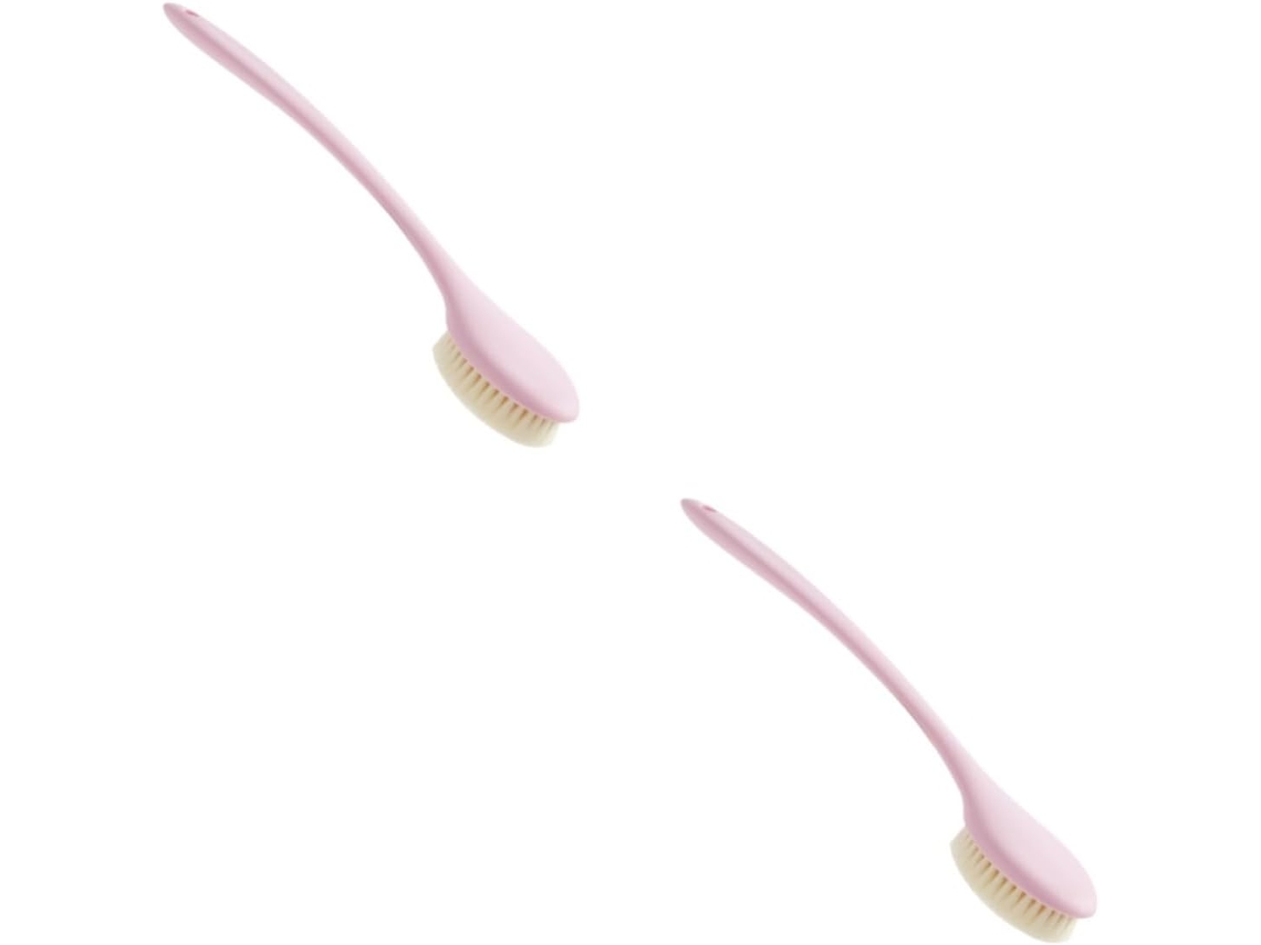 Escova De Banho Rosa Healeved 2 Peças Com Cabo Longo Ferramenta Esfoliante Para Remover Pele Morta E Melhorar A