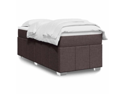 Vidaxl Cama Com Molas/colchão 100x200 Cm Tecido Castanho-escuro