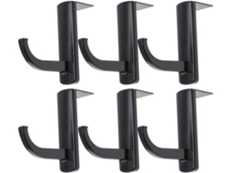 Suporte Para Fones De Ouvido Partykindom, Plástico Preto Liso E Polido, Conjunto Com 6 Unidades, Ganchos Práticos