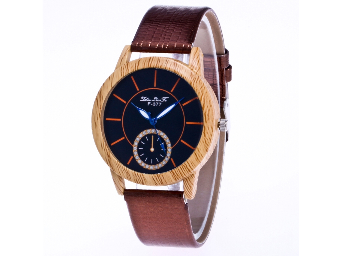 Relógio de Pulso Feminino de Quartzo Analógico com Pulseira de Pu Clássico Casual Café