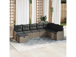 Vidaxl Conjunto De Sofá De Jardim 8 Unid. Cinzeto Vime Pe