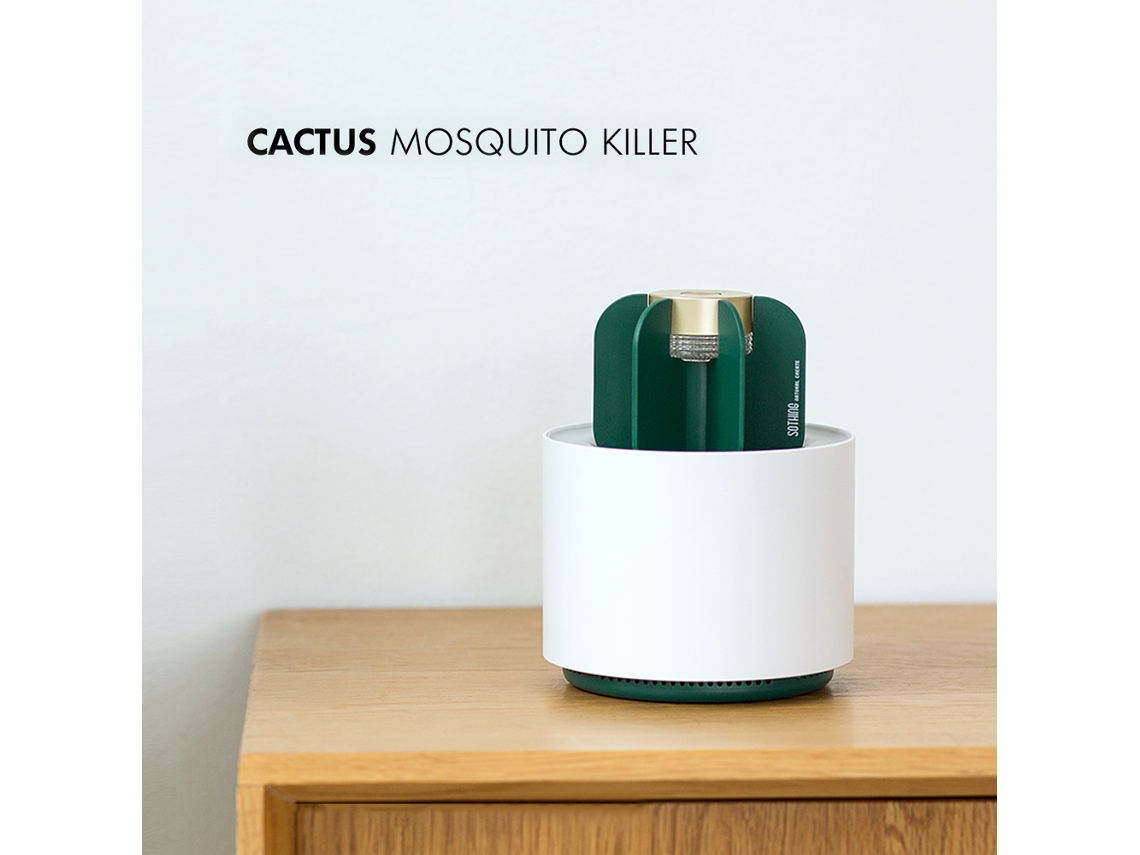 Matamoscas Led Usb Recarregável Design Cactus Sem Fumaça Odorless 360° Luz Uv