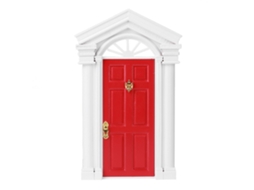 Porta em miniatura de pinheiro mágico Ats, escala 1:12, para casa de bonecas, com acessórios, abre, vermelha.