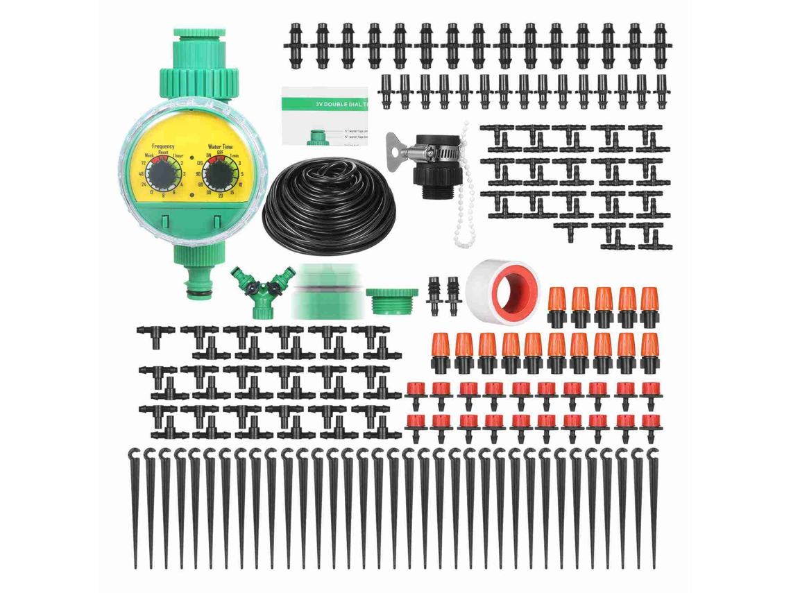 Kit De Irrigação Por Gotejamento Diy Com Temporizador Automático, 40m De Tubo, Bicos E Gotejadores Para Jardim, Pátio E Gramado