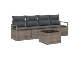 Maison Exclusive - Conjunto De Sofás Com Almofada 5 Pcs Cinzeto Vime Pe