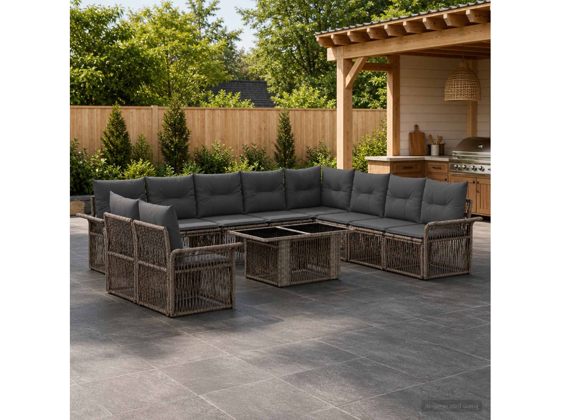 Vidaxl Conjunto De Sofá De Jardim 11 Unid. Cinza E Cinza Escuro