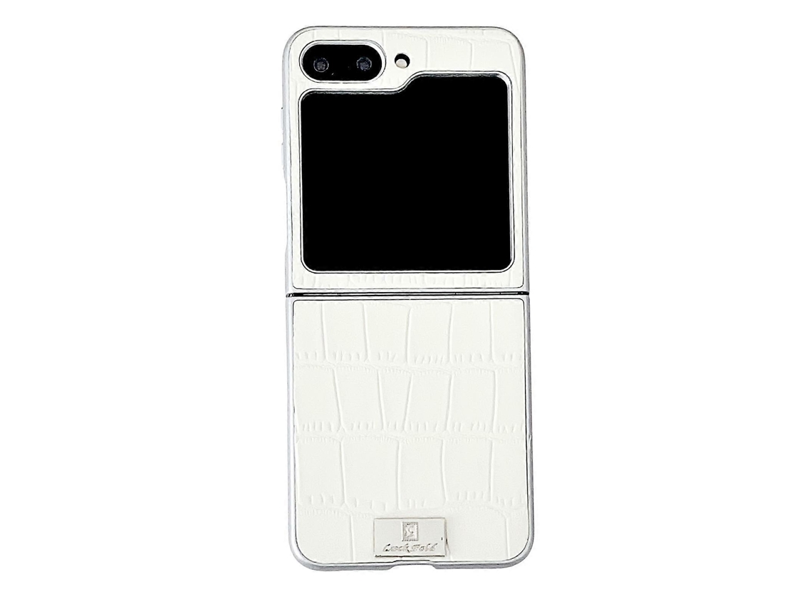 Capa De Celular Dobrável Com Estampa De Crocodilo E Borda Prateada