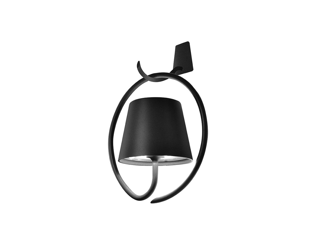 Candeeiro de Parede Poldina Dark Grey Led Recarregável e Regulável com Gancho ZAFFERANO