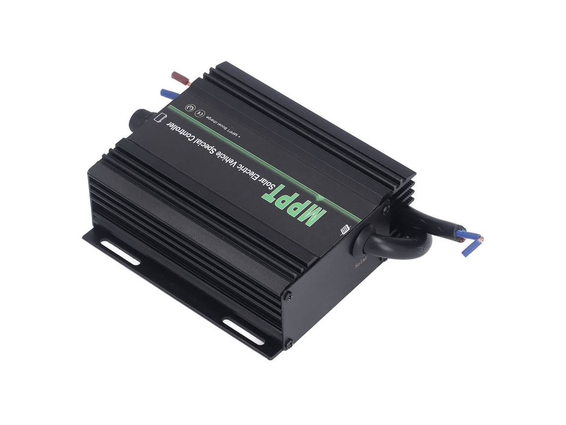 Controlador Jnevs MPPT para veículos elétricos, tensão ajustável e indicador de status LED.