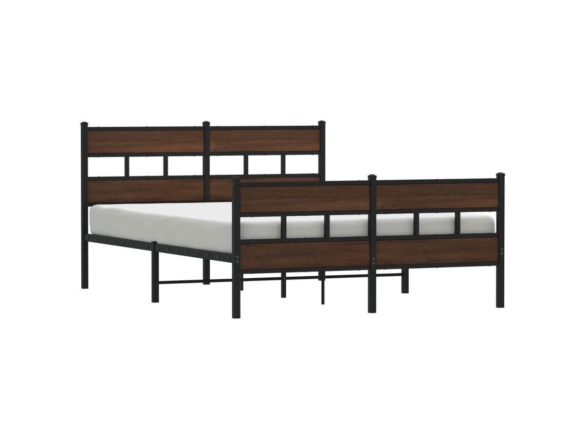 Bed Frame, Bed Frames Vidaxl Marrom Aço (150 X 200 Cm)