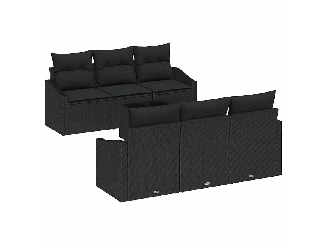 Maison Exclusive - Conjunto De Sofás Com Almofada 7 Pcs Preto Vime Pe