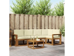 Vidaxl Conjunto De Sofás Para Exterior 6 Pcs Natural E Creme