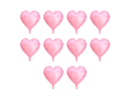 10 Balões De Alumínio Coração Rosa 10'' Decoração