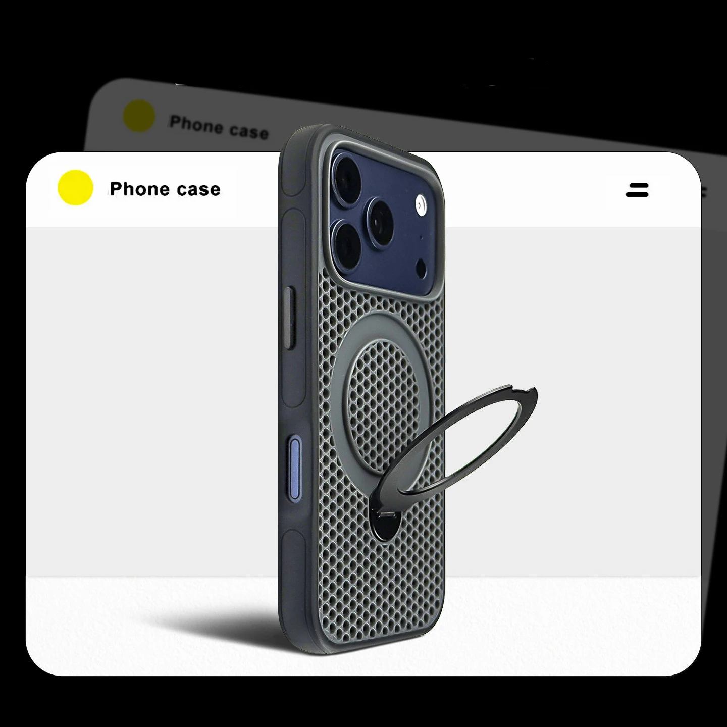 Capa Transparente Para Iphone 14 Com Dissipação De Calor Em Malha Tipo Colmeia E Suporte.