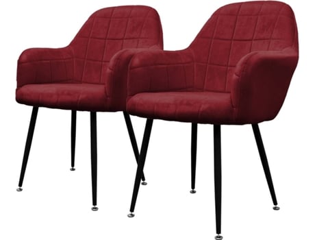Conjunto de 2 Cadeiras de Jantar  86 Bordeaux (Microfibra, Metal - 58x43x83 cm)
