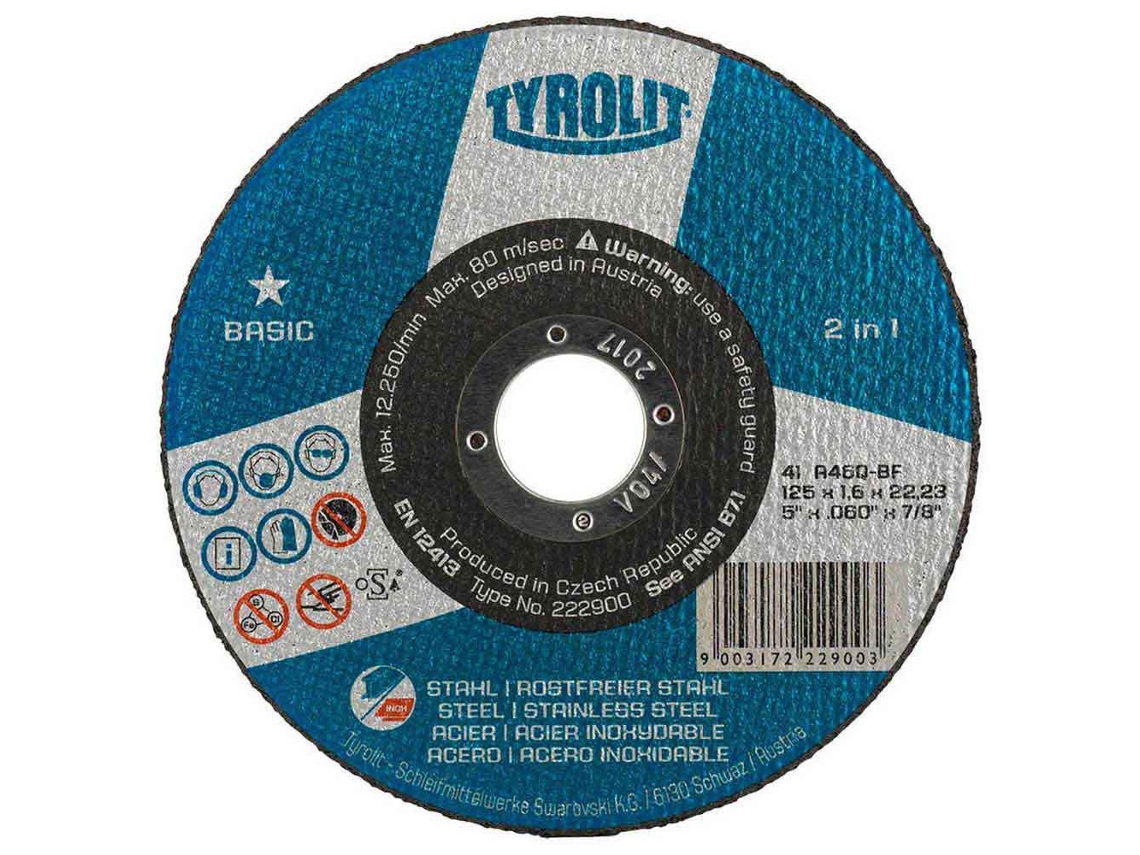Tyrolit Disco de Corte Bombeado A30Q-Bfb 42C 115X2.5X22.23