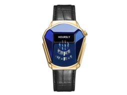 Relógio de Quartzo Masculino MDUG (pulseira de Couro Dourada e Azul)