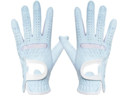 Luvas de Golfe Profissionais Femininas, 1 Par, Tecido Macio, Azul Celeste, Respiráveis, para Mão Esquerda e Di