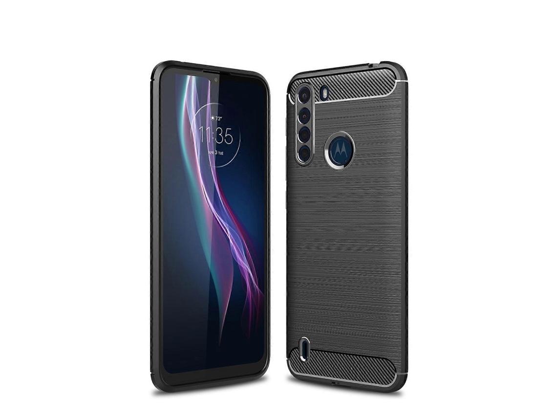 Capa De Tpu De Fibra De Carbono Com Textura Escovada Para Motorola One Fusion