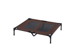Cama Elevada Cães Malha Respirável Tecido Oxford Exterior 91,5x76,2x18 Marrom