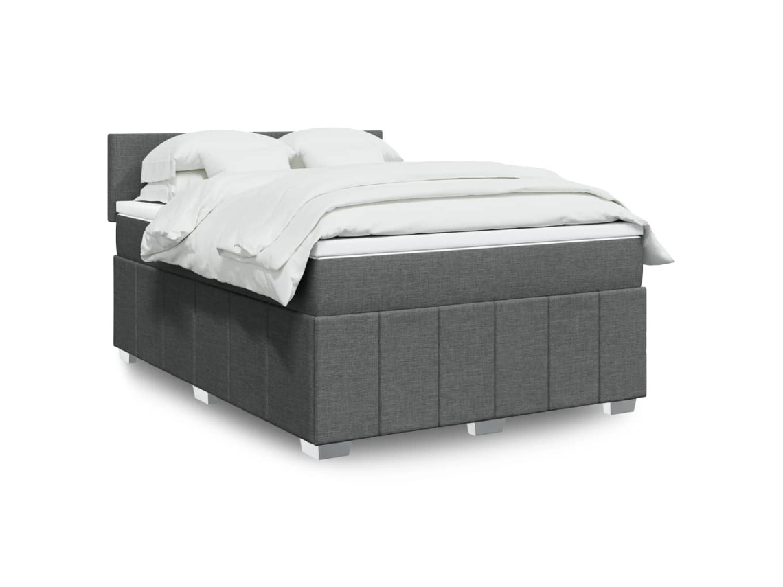 Vidaxl Cama com Molas/colchão 160x200 Cm Tecido Cinzento escuro