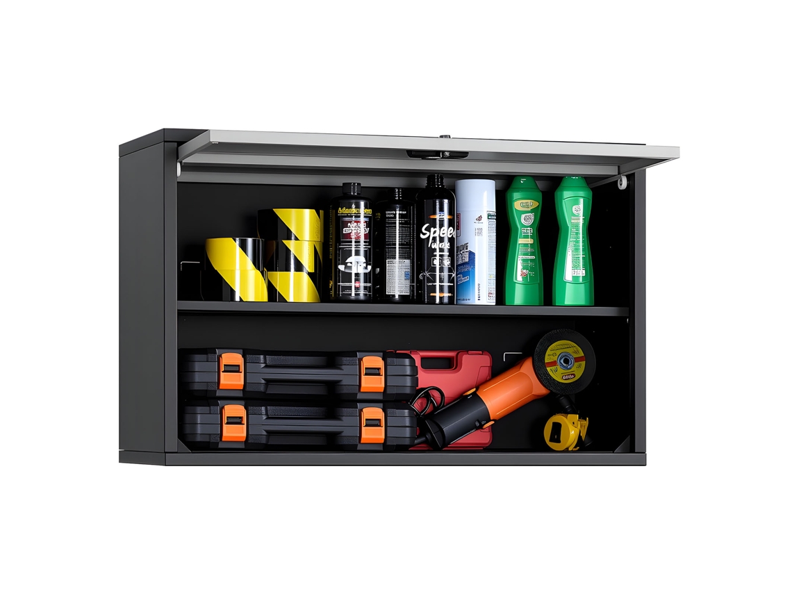 Armário De Parede Para Oficina Com Porta Basculante 770 X 305 X 500 Mm Preto Vevor