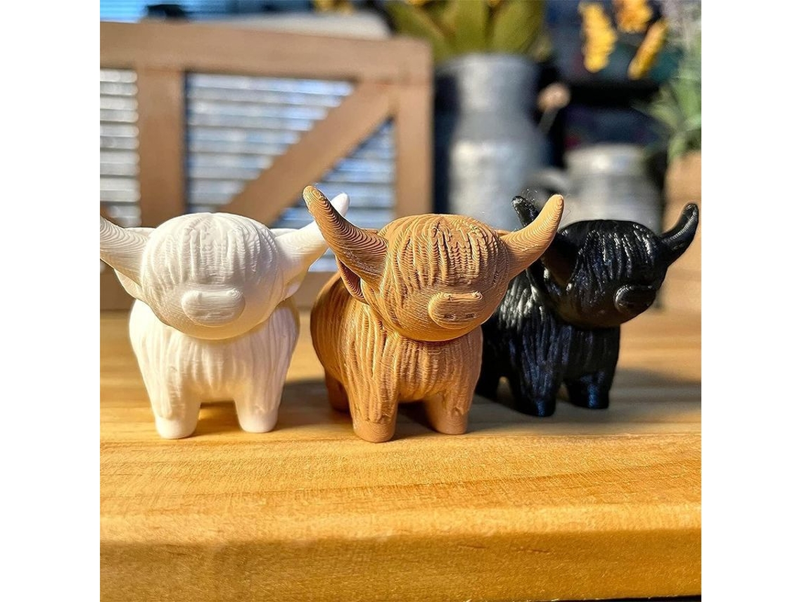 2026 figura de Vaca de Highlands, Adorno Artesanal para Hogar Y Oficina Mesa Negro