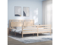 Cama De Casal | Camas Para Quarto | Estrutura De Cama Com Cabeceira 200x200 Cm Madeira Maciça