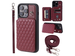 Suporte Casa Bloqueio Rfid Para Iphone 15 Pro Pele Sintética Vermelho