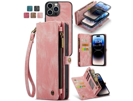 Capa Inch Para Iphone 12 Pro Max Caseme Pele Sintética Anti-choque Rosa