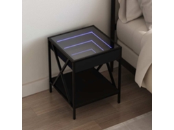 Vidaxl Mesa De Cabeceira Com Luzes Led Infinity 40x40x49 Cm Preto