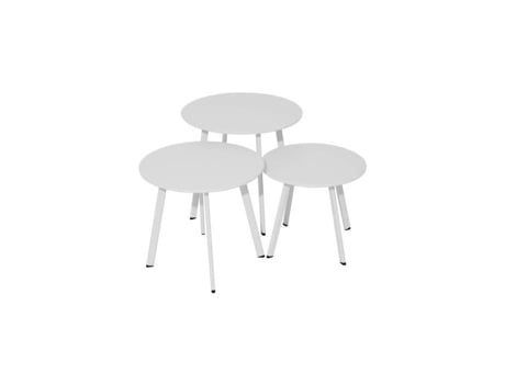Mesa de centro redonda para jardim em aço epóxi branco - PROLOISIRS - Massaï - ø 50 cm - Multifunções