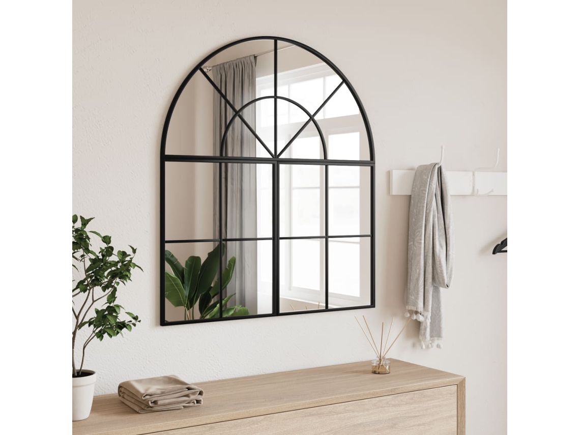 Vidaxl Espelho De Parede Arqueado 80x40 Cm Ferro Preto