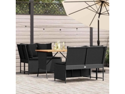 Vidaxl 3 Pcs Conjunto Sofás De Jardim Com Almofadões Vime Pe Preto