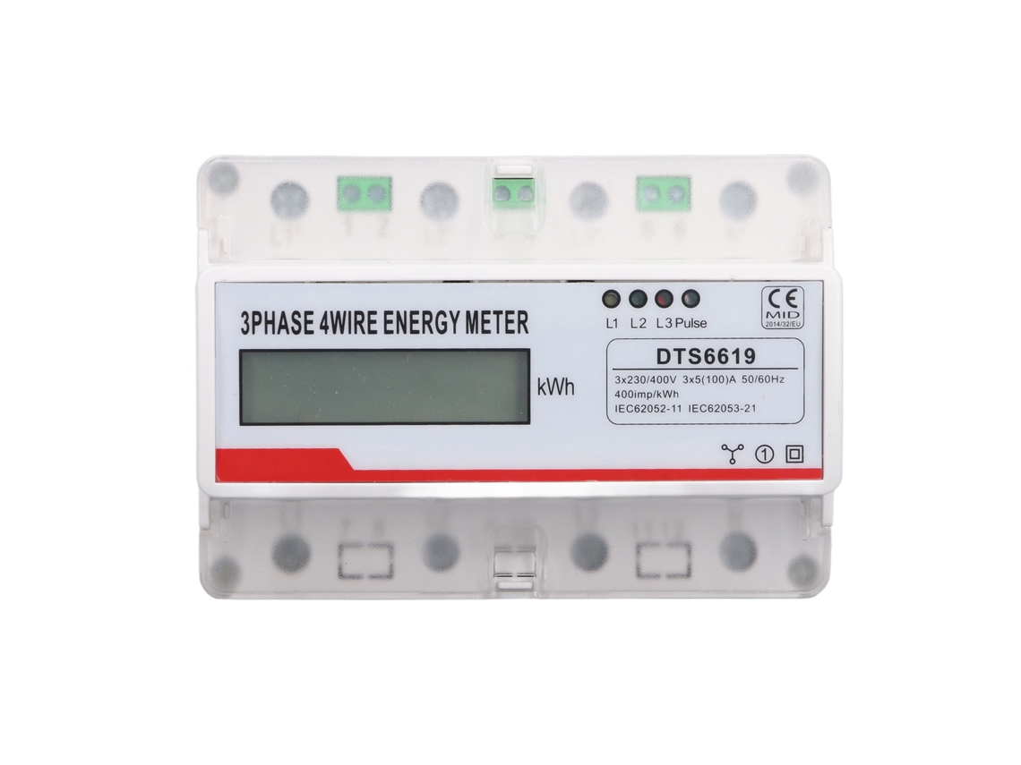 Contador de Energía Trifásico 4 Hilos 7p Kwh Lcd 35mm Rail Din 230 400v 5 a (100)