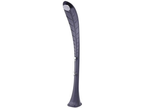 LEAFAGE Duche exterior Folha Cinzenta Duche de aquecimento solar curvo em polietileno 220 cm de altura Cinzento, Tanque duradouro 35l