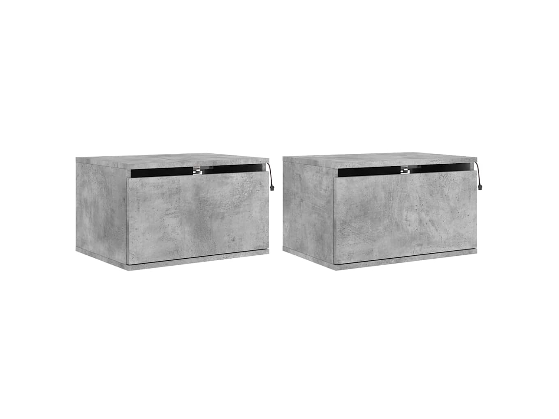Conjunto de Mesas de Cabeceira de Parede com Luzes Led Cinzento Cimento MAISON EXCLUSIVE