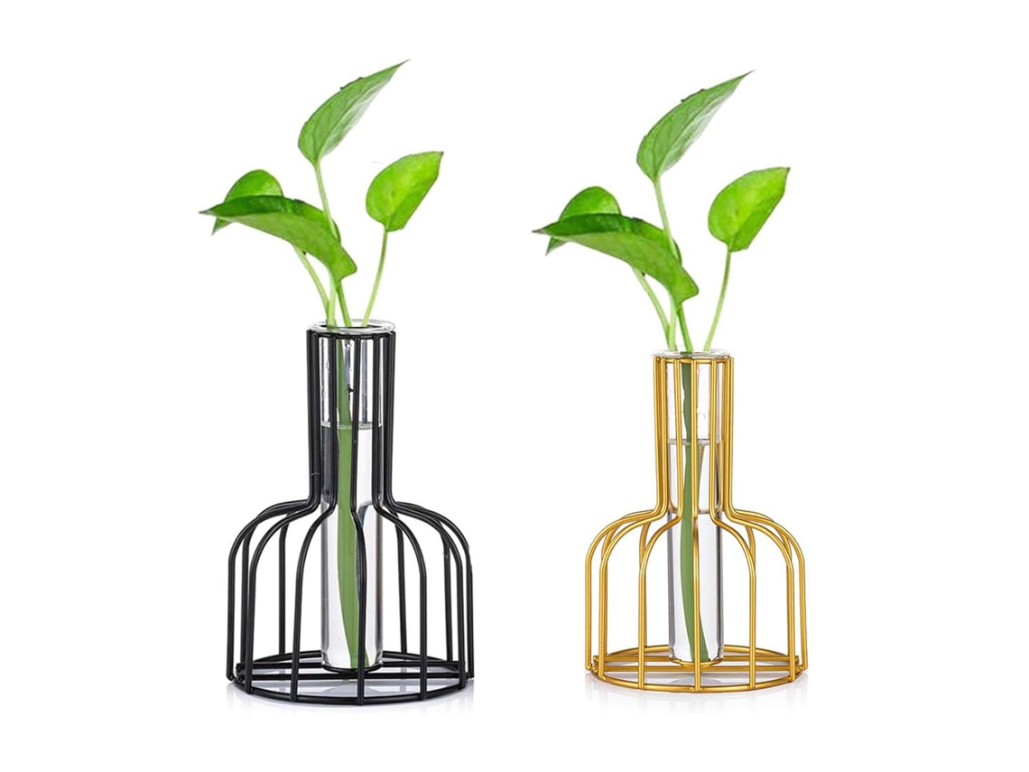 Vaso de Teste com Suporte Metálico Dourado para Plantas Hidropônicas NEVEANCE
