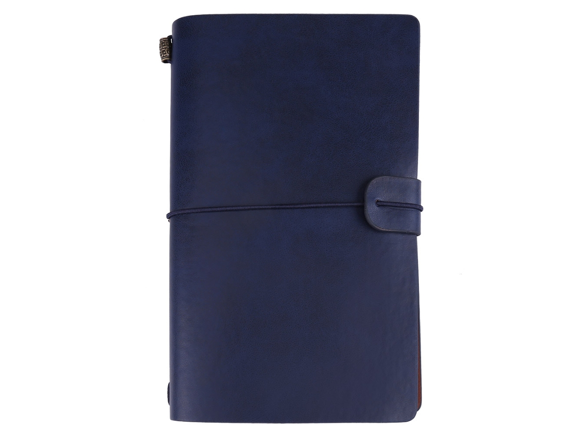 Caderno De Viagem Clássico De Couro Sintético, Personalizado, Recarregável, Azul Escuro.