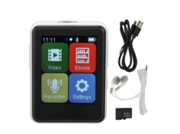 Reprodutor Mp3 Bluetooth 5.0 Tela Touch 1.8 Polegadas Ruído Redução Fm 128gb Branco